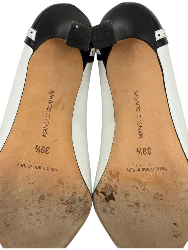 Manolo Blahnik Black & White Wingtip/Spectator Pumps - Size 39.5