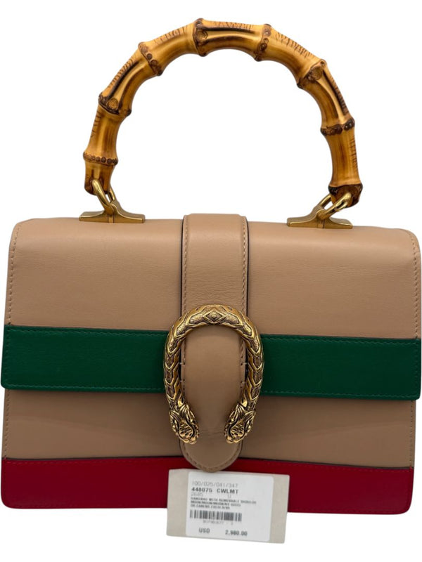 Gucci Beige/Red/Green Leather Dionysus Medium Top Handle