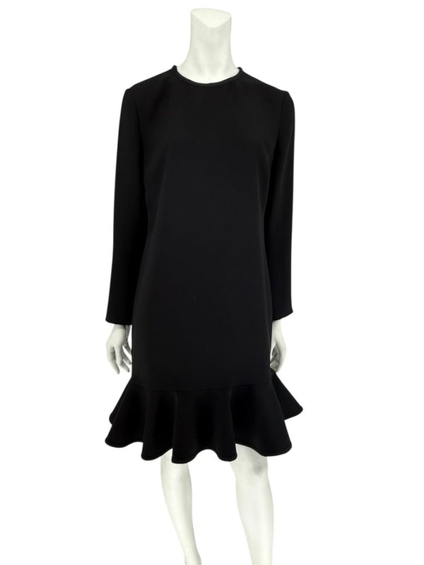 Victoria Victoria Beckham Black Flounce Hem Long Sleeve Dress – Size US 10