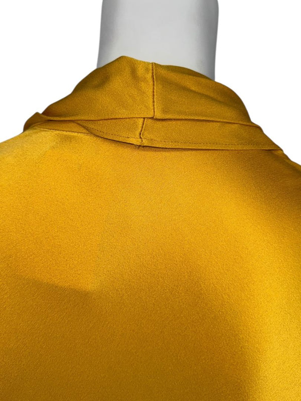 Oscar de la Renta Golden Silk Scarf-Neck Blouse – Size 4