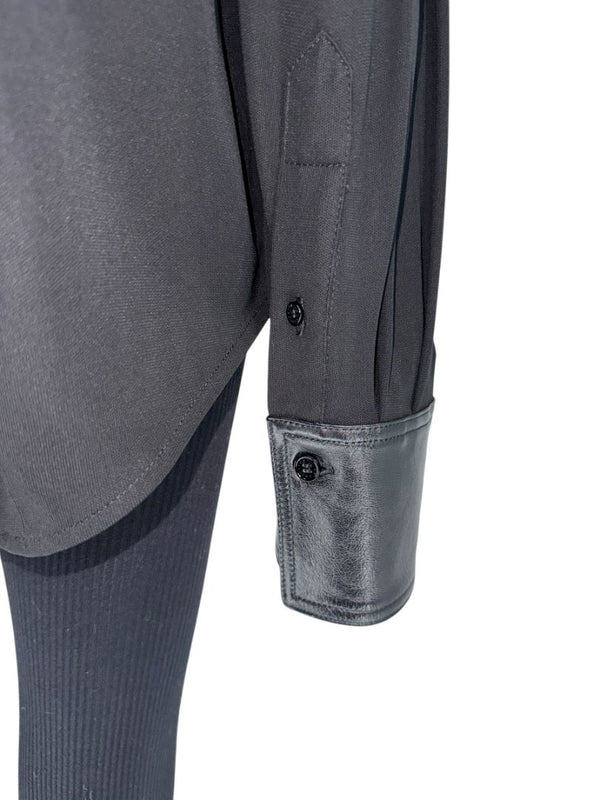 Victoria Beckham Black Blouse with Leather Trim – Size US 10 / UK 14