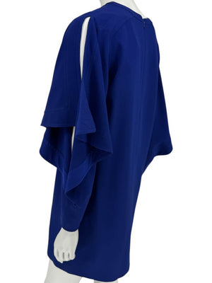 Pamella Roland Cobalt Blue Cape Sleeve Shift Dress – Large