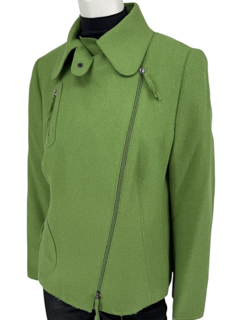 Akris Punto Green Wool-Angora Moto Jacket – Size 12
