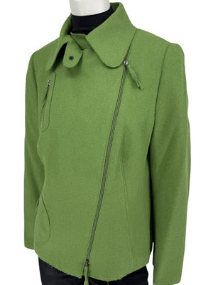 Akris Punto Green Wool-Angora Moto Jacket – Size 12
