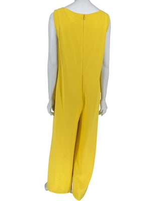 Pamella Roland Yellow Draped Overlay Jumpsuit – Large