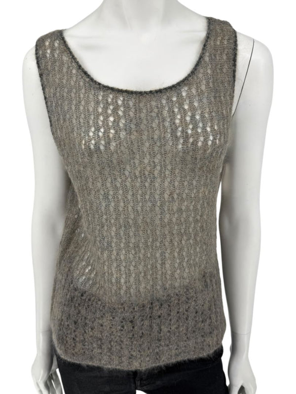 Linda Allard Ellen Tracy “Sage” Mohair Blend Open-Knit Tank – Size XL
