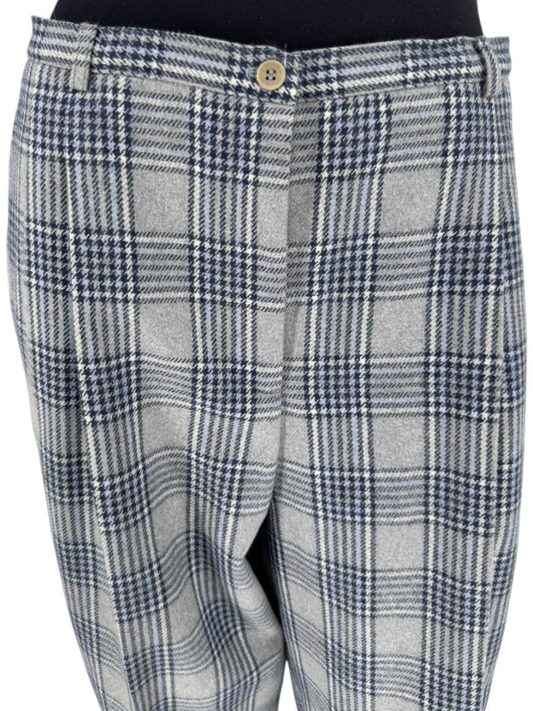 Oscar de la Renta Gray Plaid Wool Trousers – Size 14
