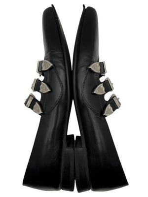 Comme des Garçons Black Triple-Buckle Leather Flats – Japanese Size 25