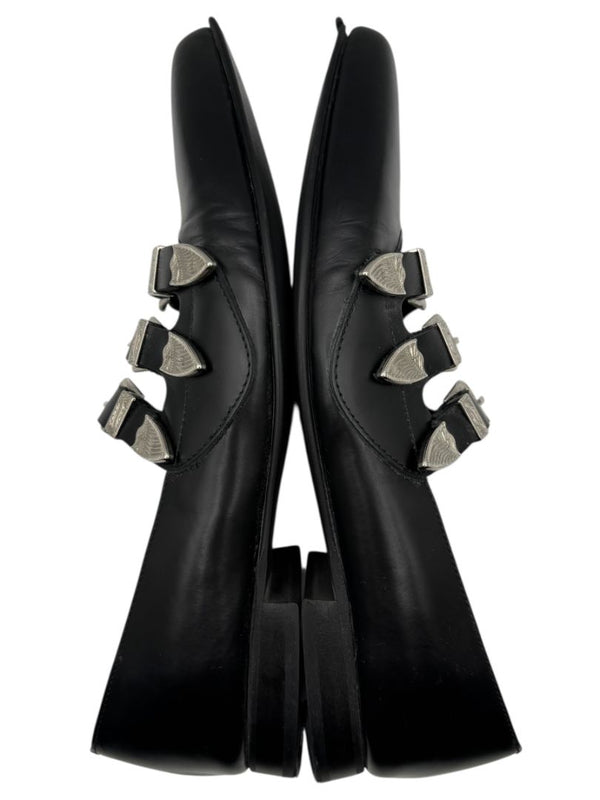 Comme des Garçons Black Triple-Buckle Leather Flats – Japanese Size 25