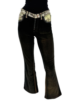 Custo Barcelona Women’s Black Corduroy Western-Inspired Denim-Style Pants – Size 4