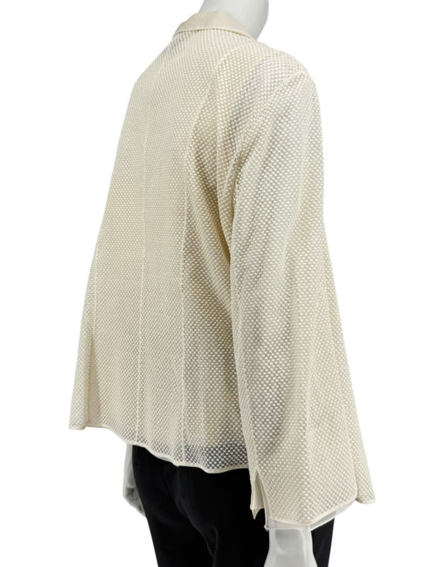 Akris Ivory Tank Camisole & Mesh Jacket Twin Set – Size US 16 (F 48 / D 46)