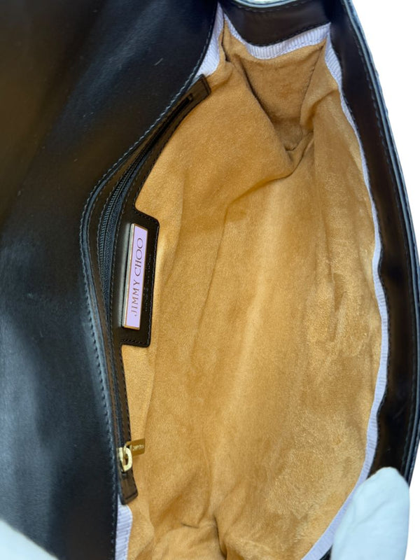 Jimmy Choo Navy Velvet & Snakeskin Chain Shoulder Bag