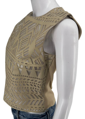 Les Copains Laser-Cut Leather Top – Size 42 – New with Tags