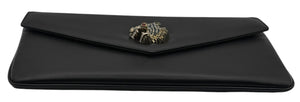 Gucci Rajah Leather Clutch in Black