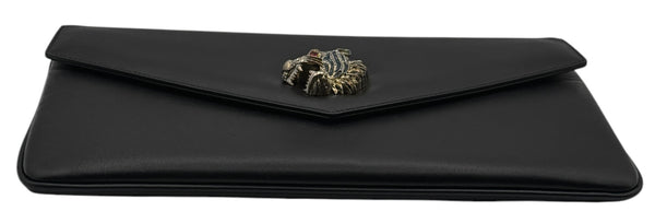 Gucci Rajah Leather Clutch in Black