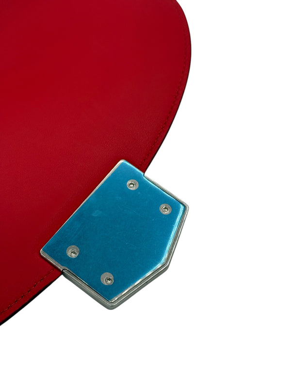 Celine Grained Calfskin Trotteur Clutch in Red