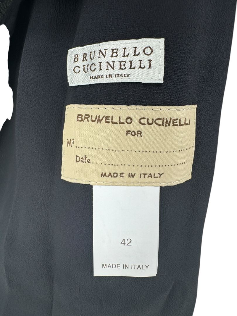 Brunello Cucinelli Blue/Black Leather Hooded Jacket – Size IT 42 (US 6)