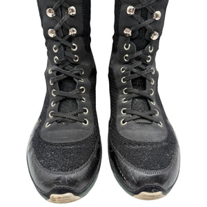 Chanel Mixed-Media High-Top Sneakers – Size 40