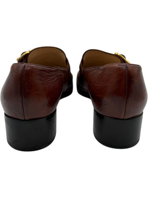 Chanel Brown Leather Square Toe Buckle Loafers – Size 40