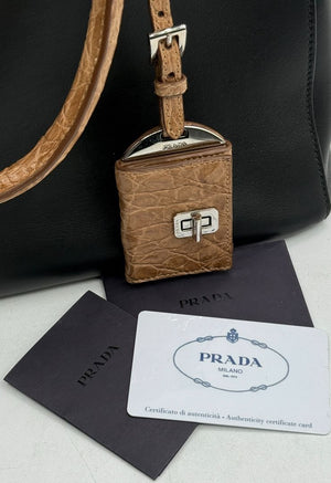 Prada Galleria Double Zip Tote in Nero & Sughero