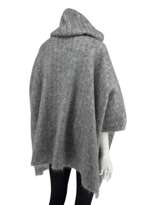 Brunello Cucinelli Grey Mohair-Cashmere Hooded Cape Jacket – Size XS