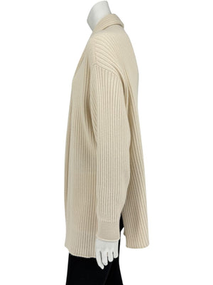 Loro Piana Beige Baby Cashmere Ribbed Open Cardigan – Size S
