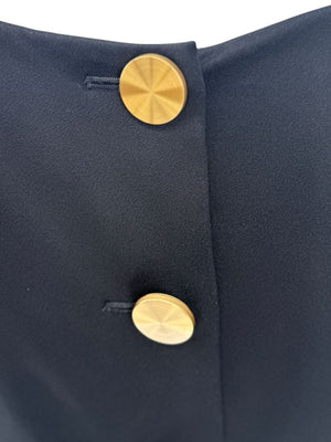 Pamella Roland Black Back Button Shift Dress with Gold Hardware - Large