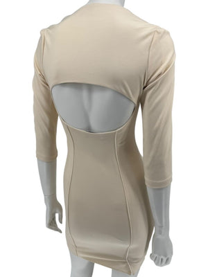 Pamella Roland Cream Bodycon Cut-Out Back Dress - Size 4