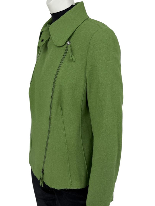 Akris Punto Green Wool-Angora Moto Jacket – Size 12