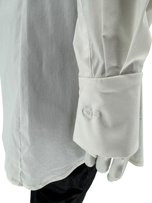 Pamella Roland White Button-Front Shirt with Cape Detail – Large