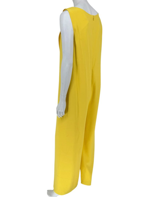 Pamella Roland Yellow Draped Overlay Jumpsuit – Large