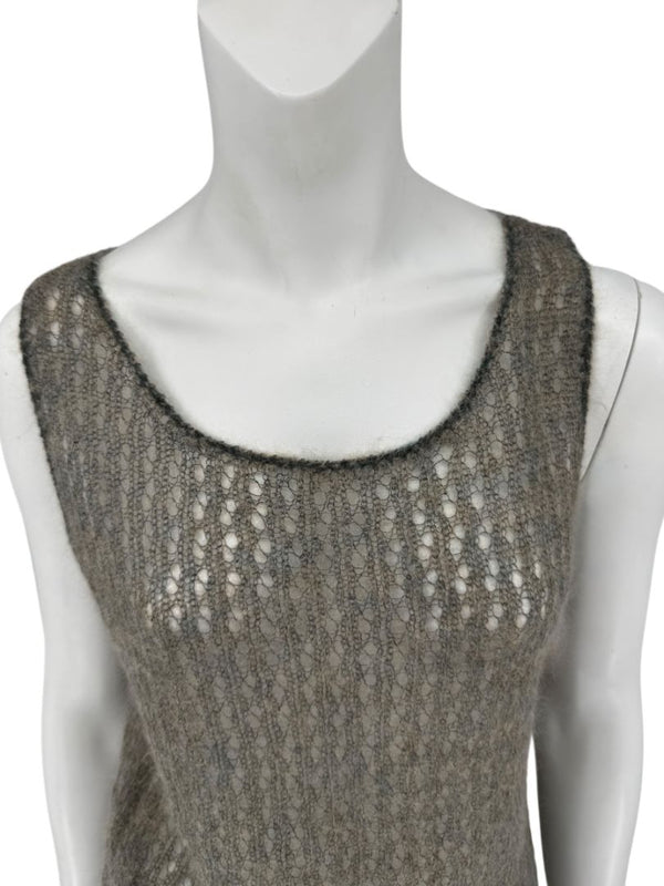 Linda Allard Ellen Tracy “Sage” Mohair Blend Open-Knit Tank – Size XL