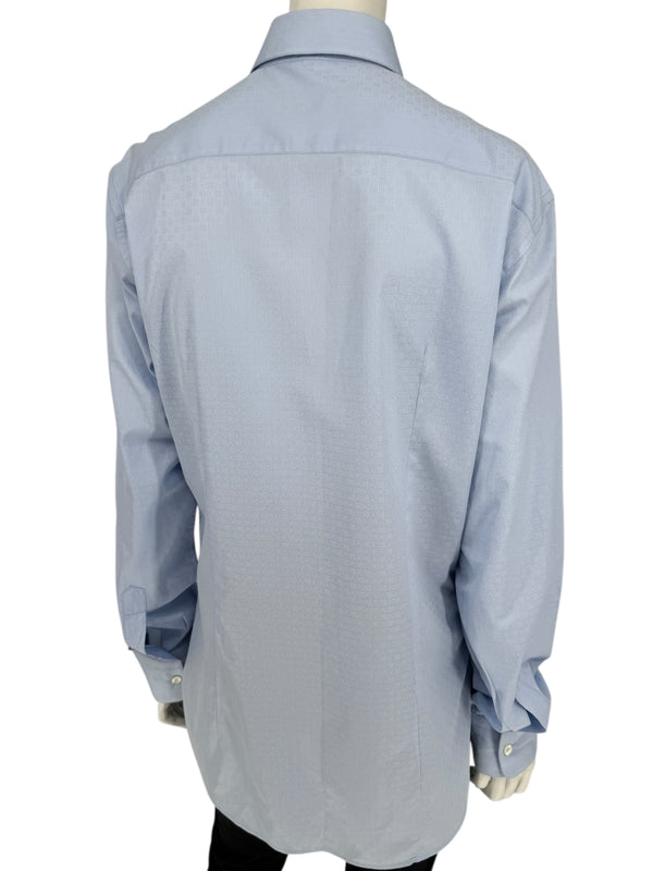 Salvatore Ferragamo Light Blue Patterned Dress Shirt – Size M (Men's)