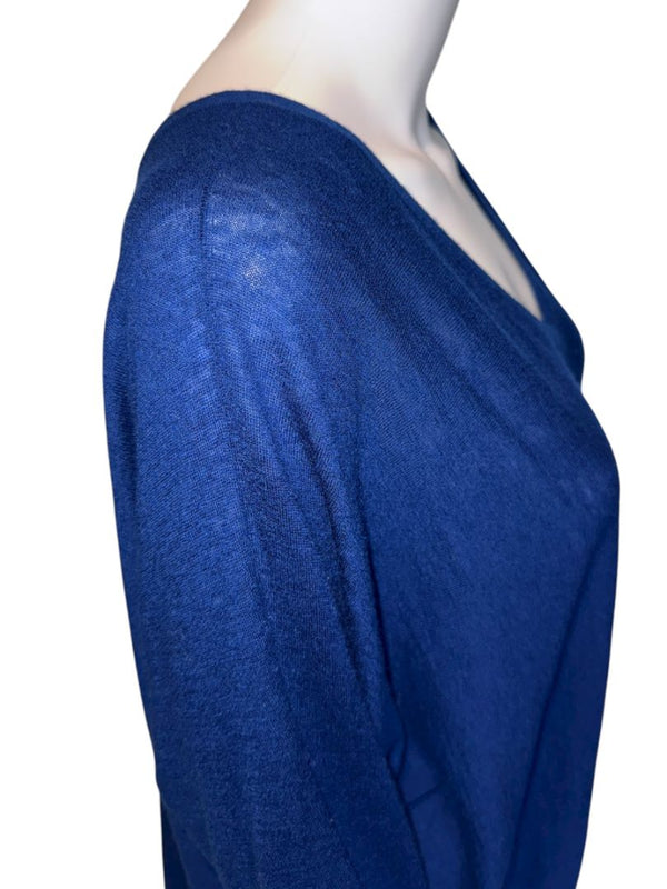 Magaschoni Royal Blue Lightweight V-Neck Knit Sweater – Size Large