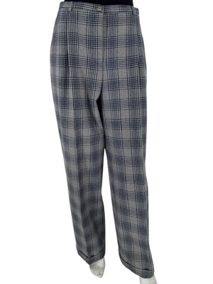 Oscar de la Renta Gray Plaid Wool Trousers – Size 14