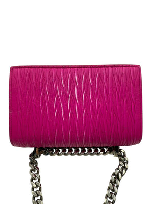 Alexander McQueen Women’s Fuchsia Pink Leather Knuckle Clutch Shoulder Bag