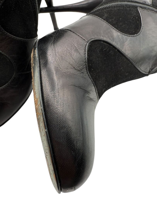 Miu Miu Women’s Black Leather & Suede Ankle Boots – Size 37