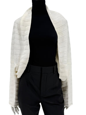 Shirin Guild Ivory Ribbed Knit Shrug