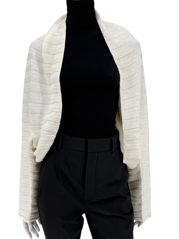Shirin Guild Ivory Ribbed Knit Shrug