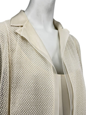 Akris Ivory Tank Camisole & Mesh Jacket Twin Set – Size US 16 (F 48 / D 46)