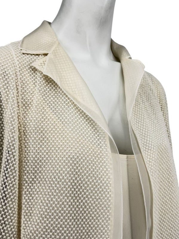 Akris Ivory Tank Camisole & Mesh Jacket Twin Set – Size US 16 (F 48 / D 46)