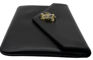 Gucci Rajah Leather Clutch in Black
