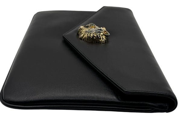 Gucci Rajah Leather Clutch in Black