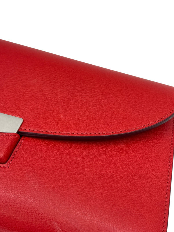 Celine Grained Calfskin Trotteur Clutch in Red