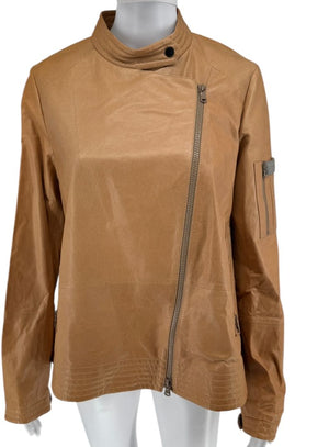 Brunello Cucinelli Leather Moto Jacket – Size 44  Brand New
