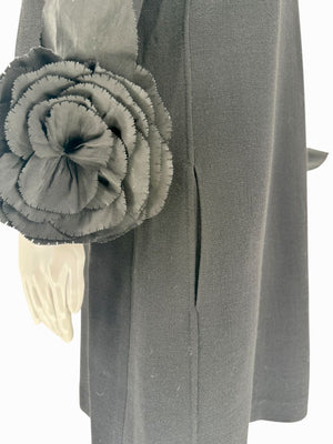 Oscar de la Renta Black Floral Cuff Mini Dress – Size 12 – NWT