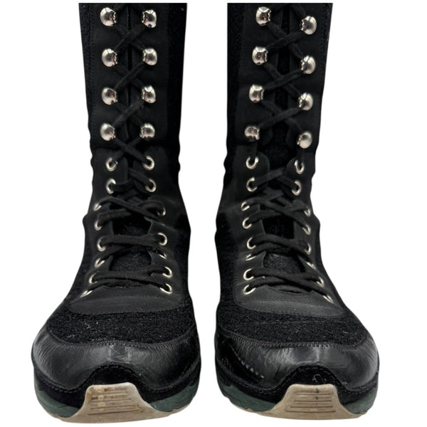 Chanel Mixed-Media High-Top Sneakers – Size 40