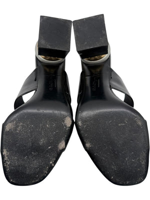 Salvatore Ferragamo Black Patent Block Heel Mules - Size 8.5