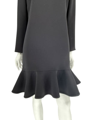 Victoria Victoria Beckham Black Flounce Hem Long Sleeve Dress – Size US 10