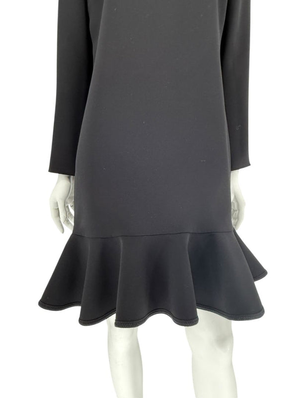 Victoria Victoria Beckham Black Flounce Hem Long Sleeve Dress – Size US 10